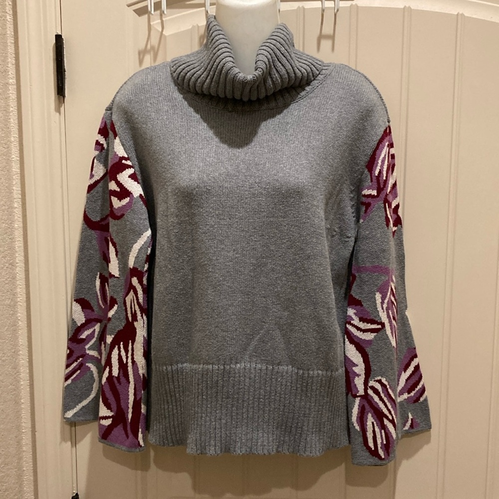 Cabi Women’s Size M Pullover Cowl Neck Boho Eden Sweater Floral Bell Sleeves